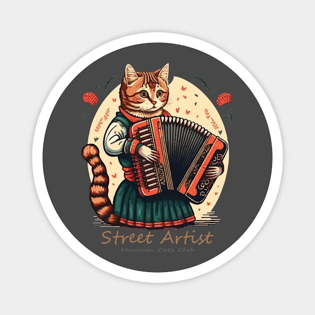 Street Artist Cat Magnet by MusicianCatsClub